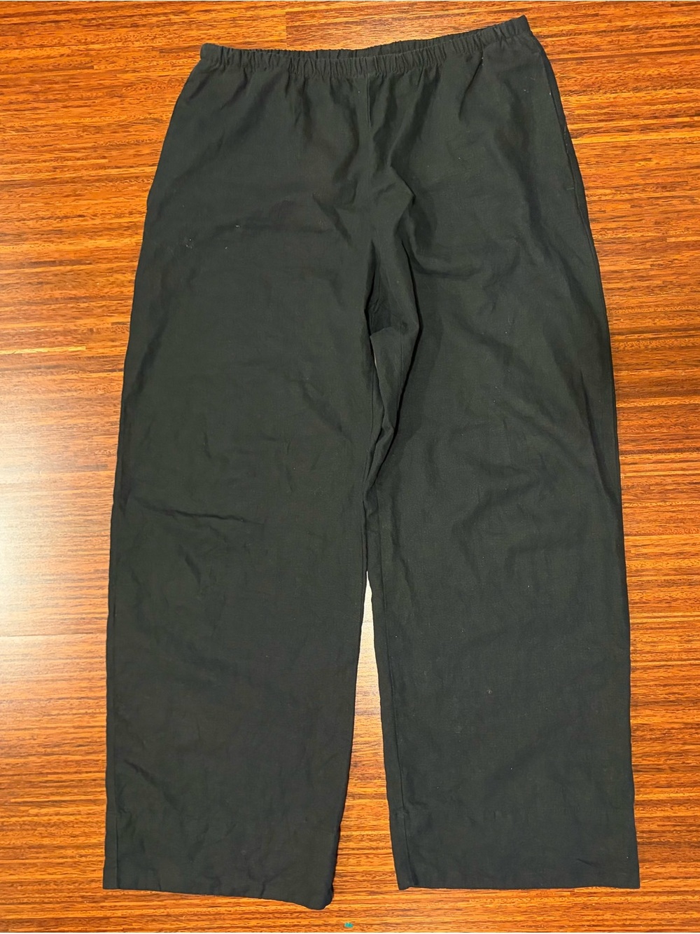 Gap Black Linen Relaxed Fit Wide Leg Drawstring Pants Size Medium EUC Pockets